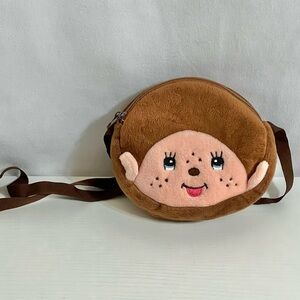 Kids Boy Monkey Brown Plush Soft Double Zipped Small Bag Purse